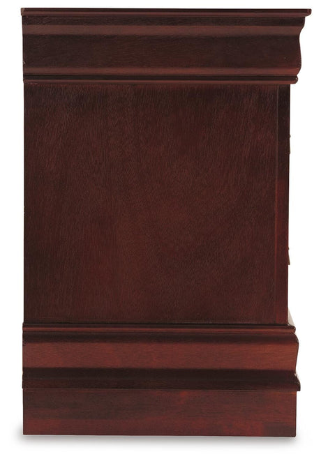 Alisdair Reddish Brown Twin Sleigh Bed, Dresser, Mirror and Nightstand - Ornate Home