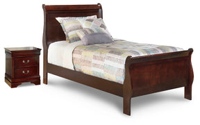 Alisdair Reddish Brown Twin Sleigh Bed and Nightstand (Online Special Price) - Ornate Home