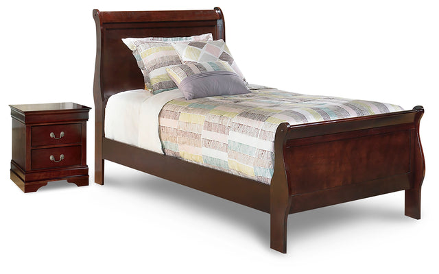 Alisdair Reddish Brown Twin Sleigh Bed and Nightstand (Online Special Price) - Ornate Home