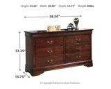 Alisdair Reddish Brown Twin Sleigh Bedroom Set with 2 Dressers, Mirror and Nightstand (Online Special Price) - Ornate Home