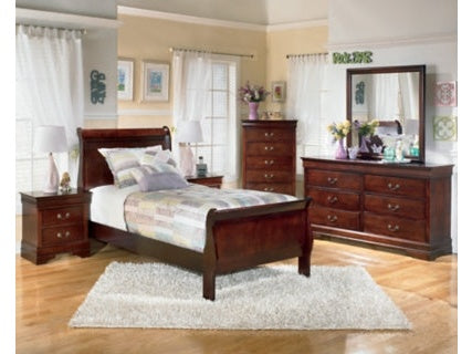 Alisdair Twin Sleigh Bedroom Set with Dresser and Mirror - Ornate Home