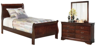 Alisdair Twin Sleigh Bedroom Set with Dresser and Mirror - Ornate Home