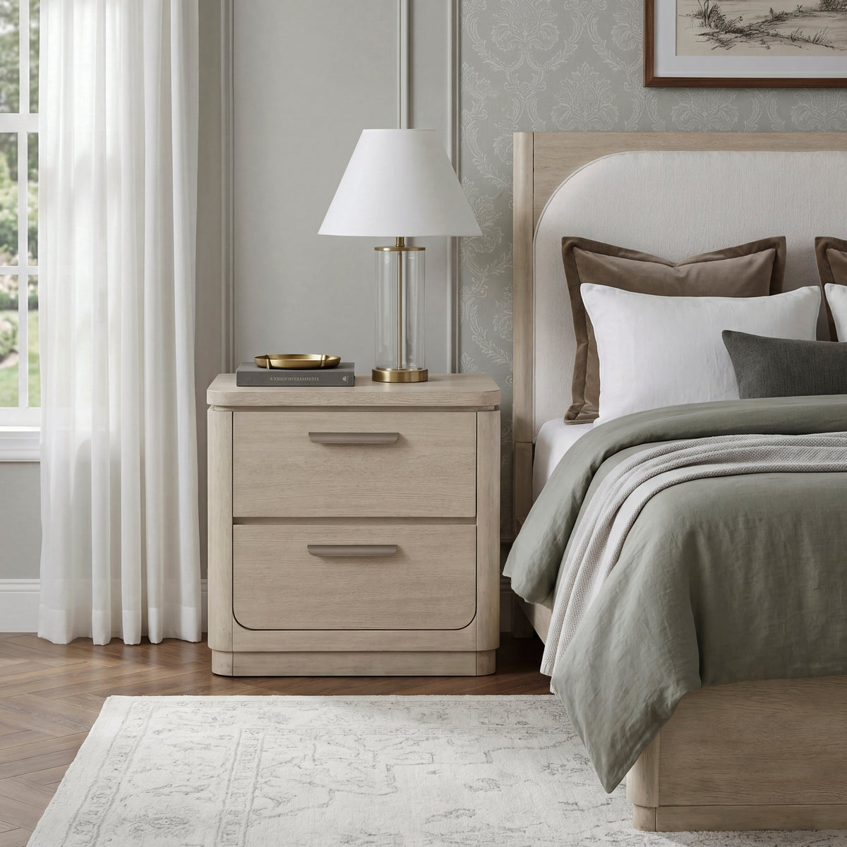Alita Beige Nightstand - Ornate Home