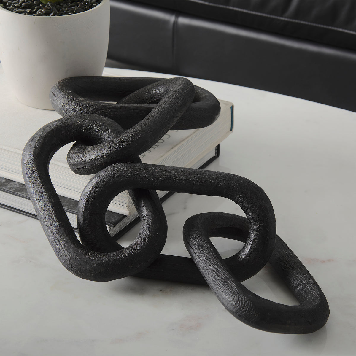 Alix Black Wood Link Chain Decorative Object - Ornate Home