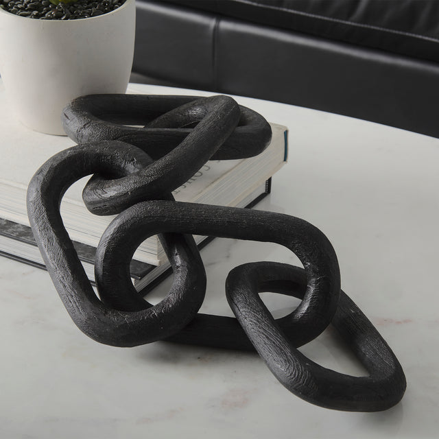 Alix Black Wood Link Chain Decorative Object - Ornate Home
