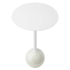 Aliza Round White Marble Side Table - Ornate Home
