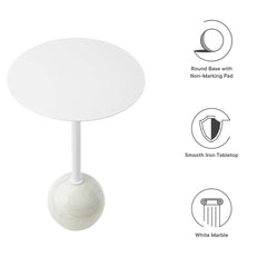 Aliza Round White Marble Side Table - Ornate Home