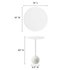 Aliza Round White Marble Side Table - Ornate Home