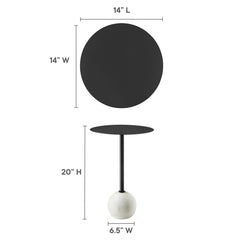 Aliza White/Black Round White Marble Side Table - Ornate Home