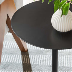 Aliza White/Black Round White Marble Side Table - Ornate Home