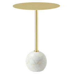 Aliza White/Brass Round White Marble Side Table - Ornate Home