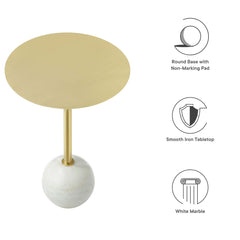 Aliza White/Brass Round White Marble Side Table - Ornate Home