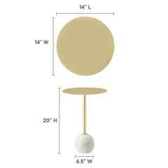Aliza White/Brass Round White Marble Side Table - Ornate Home