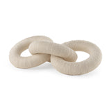Alize Cream Cotton Rope Wrapped Solid Wood Circular Chain Link Decorative Object - Ornate Home