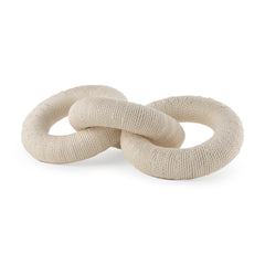 Alize Cream Cotton Rope Wrapped Solid Wood Circular Chain Link Decorative Object - Ornate Home