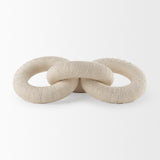 Alize Cream Cotton Rope Wrapped Solid Wood Circular Chain Link Decorative Object - Ornate Home