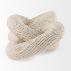 Alize Cream Cotton Rope Wrapped Solid Wood Circular Chain Link Decorative Object - Ornate Home