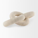 Alize Cream Cotton Rope Wrapped Solid Wood Circular Chain Link Decorative Object - Ornate Home