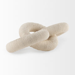 Alize Cream Cotton Rope Wrapped Solid Wood Circular Chain Link Decorative Object - Ornate Home