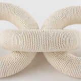 Alize Cream Cotton Rope Wrapped Solid Wood Circular Chain Link Decorative Object - Ornate Home
