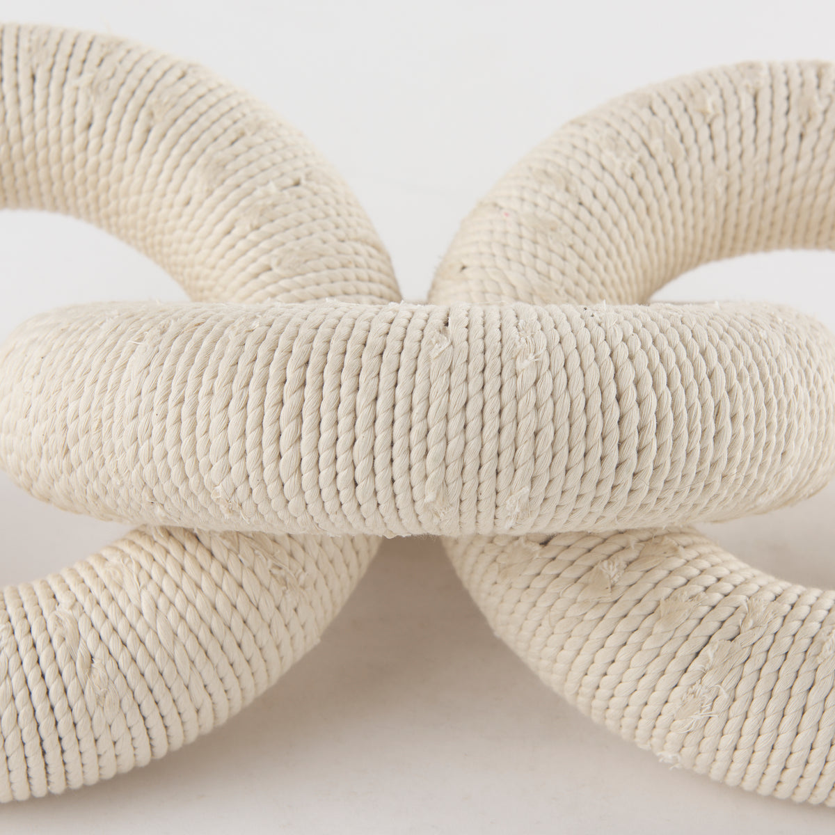 Alize Cream Cotton Rope Wrapped Solid Wood Circular Chain Link Decorative Object - Ornate Home