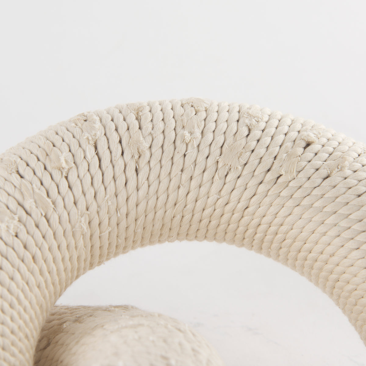 Alize Cream Cotton Rope Wrapped Solid Wood Circular Chain Link Decorative Object - Ornate Home