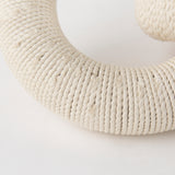 Alize Cream Cotton Rope Wrapped Solid Wood Circular Chain Link Decorative Object - Ornate Home