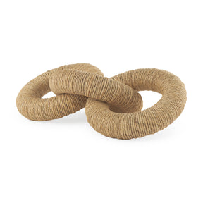 Alize Natural Jute Wrapped Solid Wood Circular Chain Link Decorative Object - Ornate Home