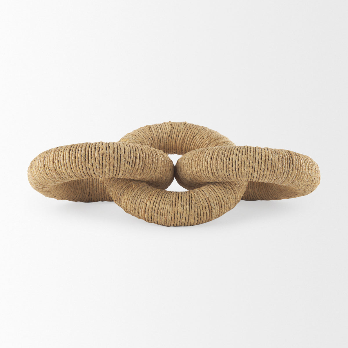 Alize Natural Jute Wrapped Solid Wood Circular Chain Link Decorative Object - Ornate Home