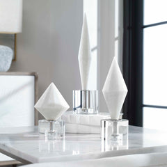 Alize White Stone Sculptures (Set of 3) - Ornate Home