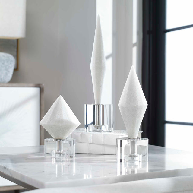 Alize White Stone Sculptures (Set of 3) - Ornate Home