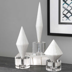 Alize White Stone Sculptures (Set of 3) - Ornate Home