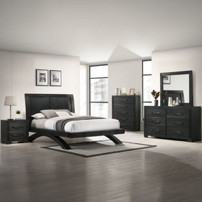 Allan Black 5-Piece Full Panel Bedroom Set - Ornate Home