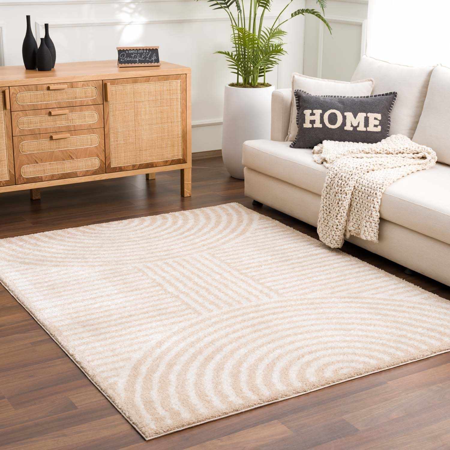 Allard Beige Washable Area Rug - Ornate Home