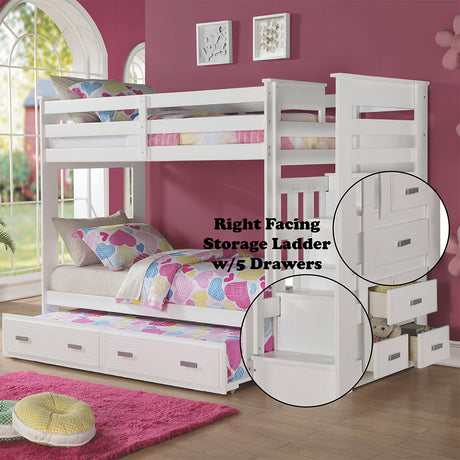 Allentown White Twin/Twin Bunk Bed & Trundle - Ornate Home