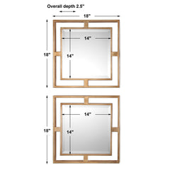 Allick Gold Square Mirrors (Set of 2) - Ornate Home