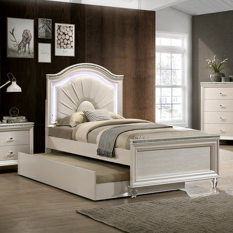 Allie Pearl White 4 Pc. Twin Bedroom Set w/ Trundle - Ornate Home