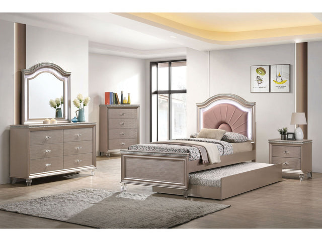 Allie Rose Gold 4 Pc. Full Bedroom Set w/ Trundle - Ornate Home