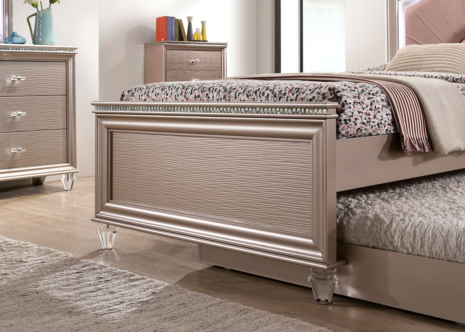 Allie Rose Gold 4 Pc. Twin Bedroom Set w/ Trundle - Ornate Home