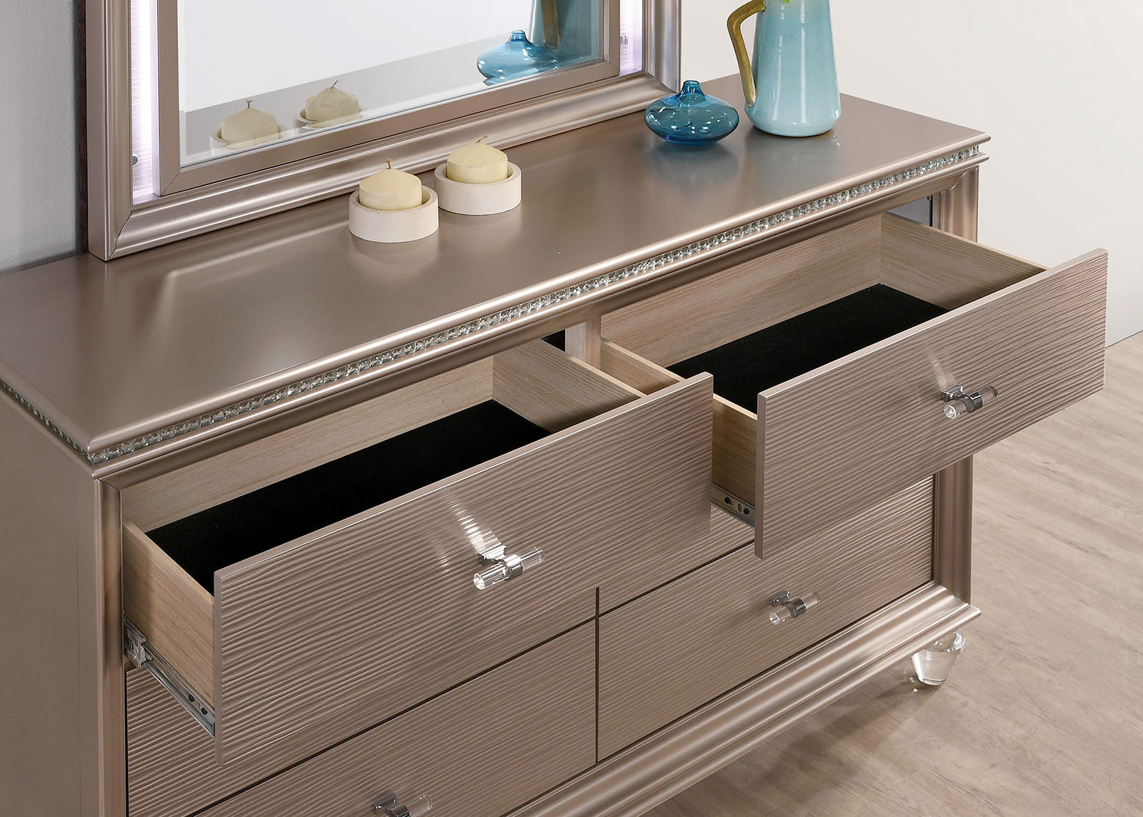 Allie Rose Gold 4 Pc. Twin Bedroom Set w/ Trundle - Ornate Home