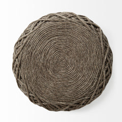 Allium Dark Brown Handwoven Wool Cylindrical Pouf - Ornate Home
