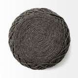 Allium Dark Gray Handwoven Wool Cylindrical Pouf - Ornate Home