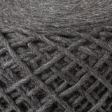 Allium Dark Gray Handwoven Wool Cylindrical Pouf - Ornate Home