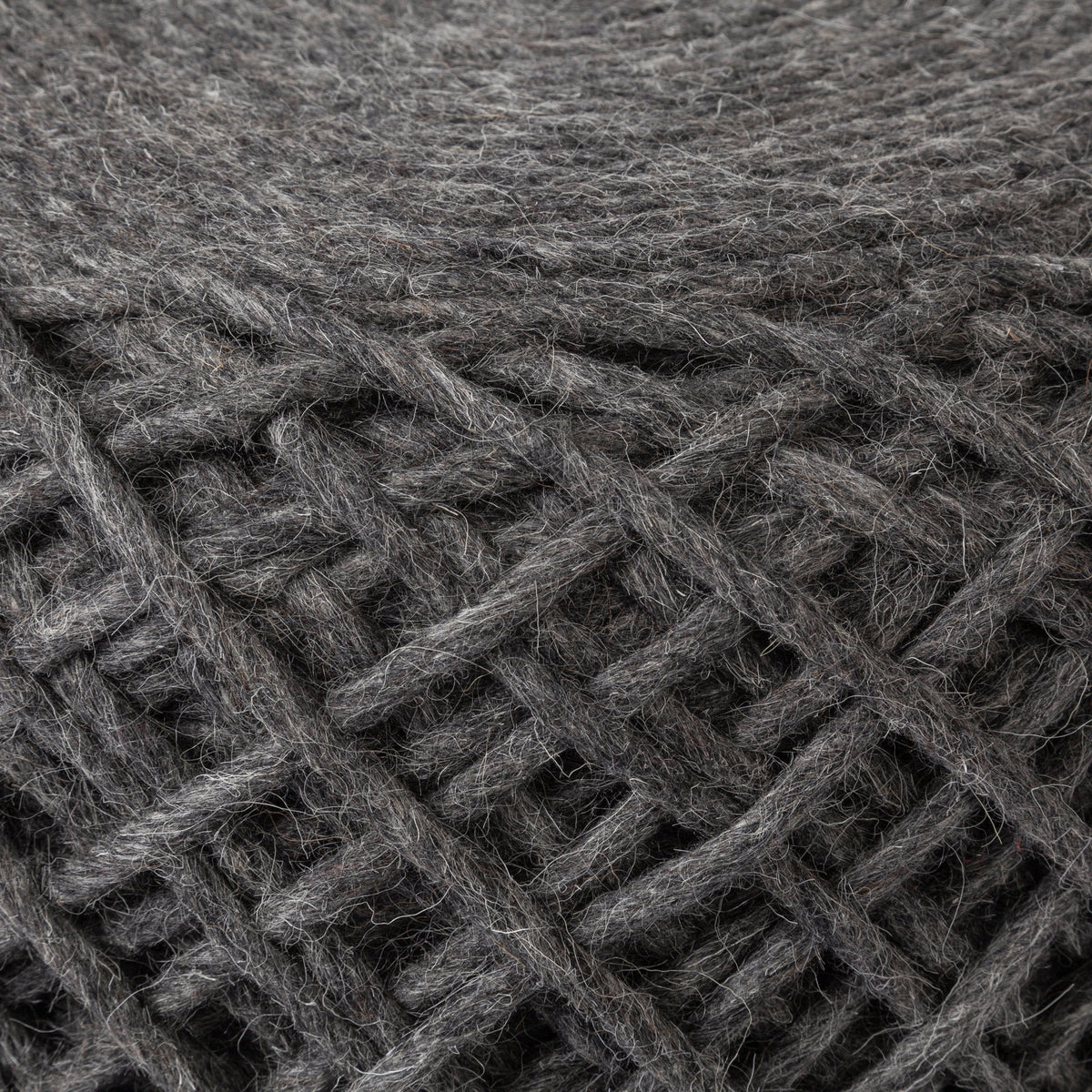 Allium Dark Gray Handwoven Wool Cylindrical Pouf - Ornate Home