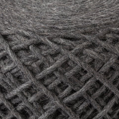 Allium Dark Gray Handwoven Wool Cylindrical Pouf - Ornate Home