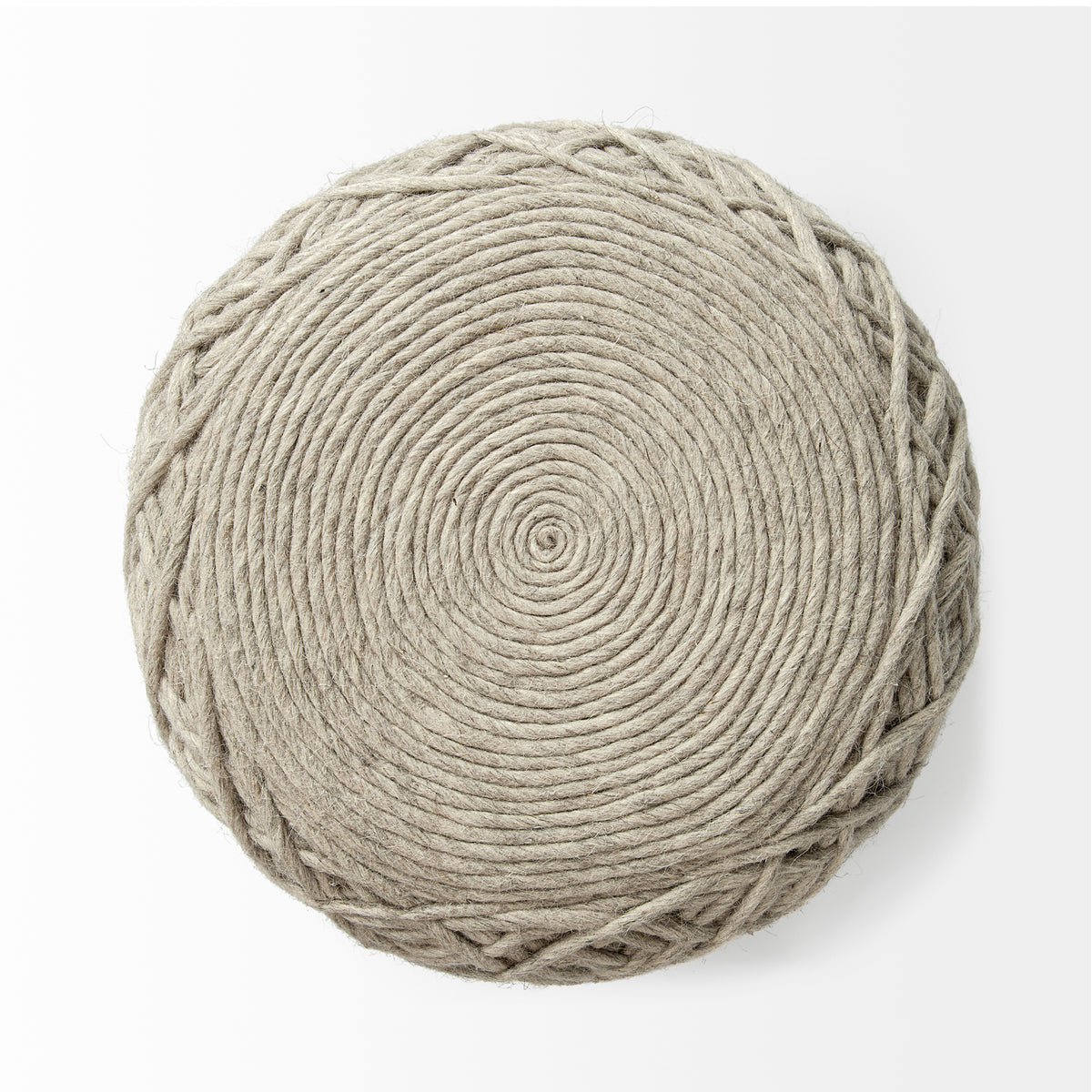 Allium Oatmeal Handwoven Wool Cylindrical Pouf - Ornate Home