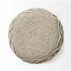 Allium Oatmeal Handwoven Wool Cylindrical Pouf - Ornate Home