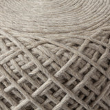 Allium Oatmeal Handwoven Wool Cylindrical Pouf - Ornate Home