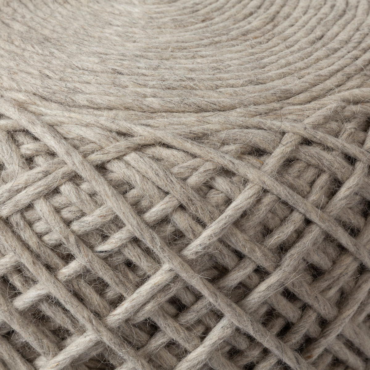 Allium Oatmeal Handwoven Wool Cylindrical Pouf - Ornate Home