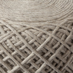 Allium Oatmeal Handwoven Wool Cylindrical Pouf - Ornate Home